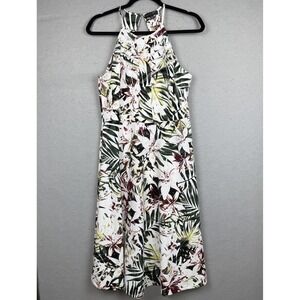 Spenser Jeremy Tropical Halter Midi Dress‎ Size 10 Resort Wear Vacation Beach